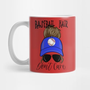 Baseball Hair Don’t Care Girls Messy Bun in Cap Design Mug